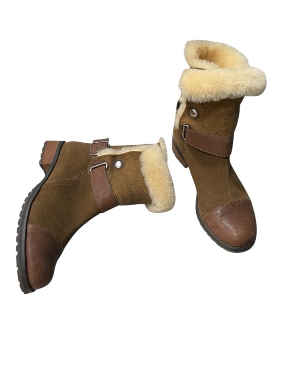 Matt Bernson Tundra Shearling Boots 7.5 Suede Buckle Winter Booties - Picture 7 of 13